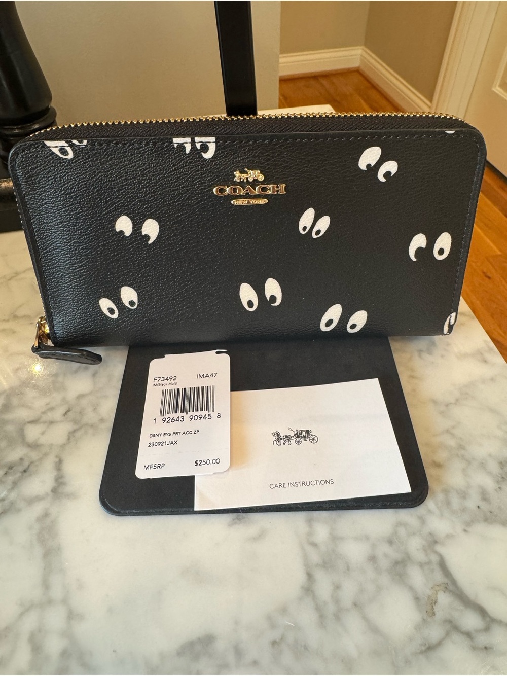Disney X Coach Accordion Zip Wallet W/ Spooky Eyes Print NWT Limited Condition